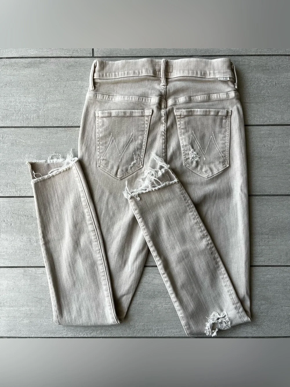 MOTHER Denim Jean Stunner Zip Ankle Step Fray 25 Sexy Just Walked Into Town Sand